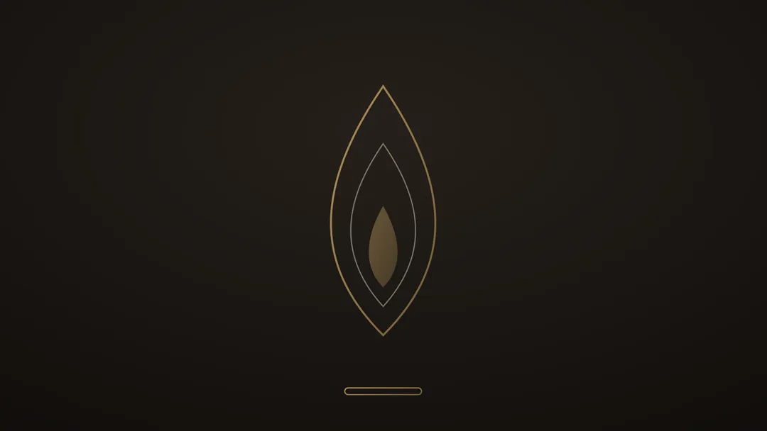 Illustration stylisée de cônes de flamme concentriques au trait doré, au-dessus d’un briquet suggéré