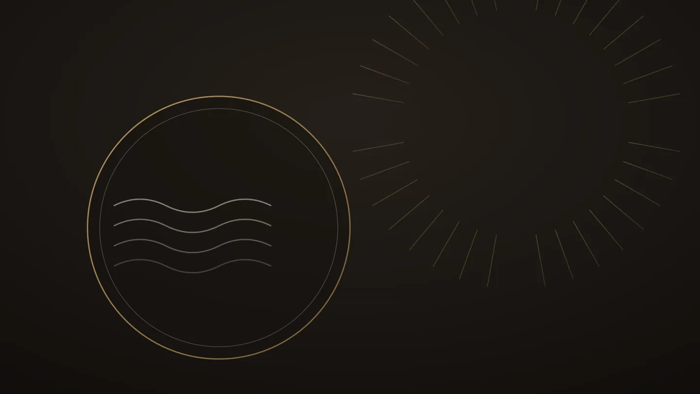 Illustration stylisée : un soleil rayonnant à l’extérieur d’un cercle protégeant des ondes d’humidité stables