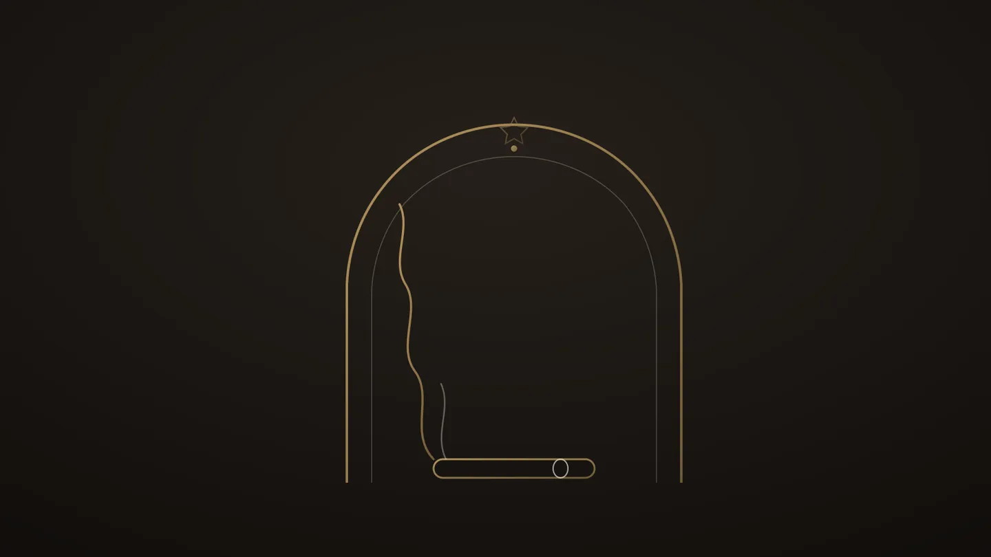 Illustration stylisée d’une arche marocaine au trait doré, un cigare posé à son seuil, une volute montant vers une étoile